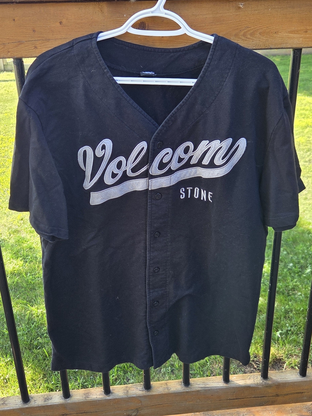 Volcom Black Baseball-Style Button-Up Jersey Mens XL